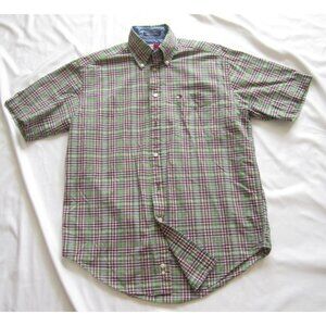 Vintage Men Tommy Hilfiger Cotton Plaid Button Short Sleeve Shirt Sz S (MT663)